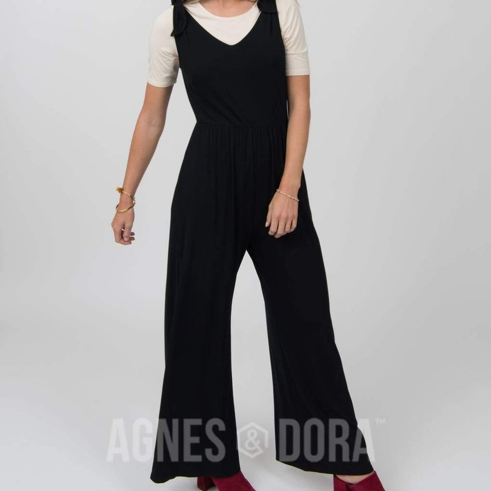 Agnes & Dora™ Tie Shoulder Jumpsuit Black